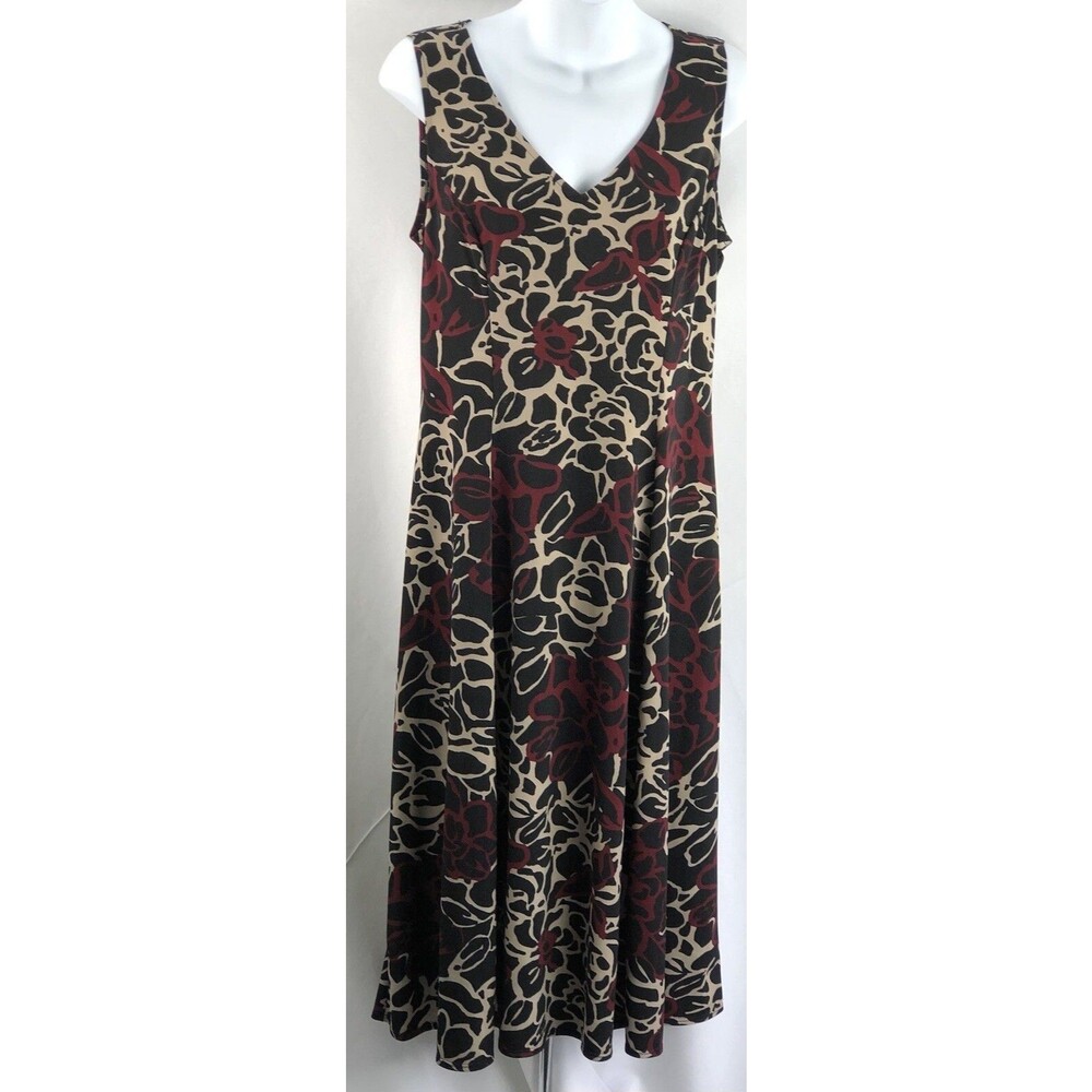 Danny & Nicole Sleeveless A-Line tank dress 10 red blk geo fit & flare abstract